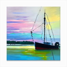 Fishing Boat At Sunset Canvas Print