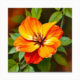 Orange Hibiscus Flower Canvas Print