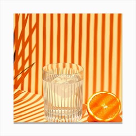 Glass Of Water With An Orange Canvas Print