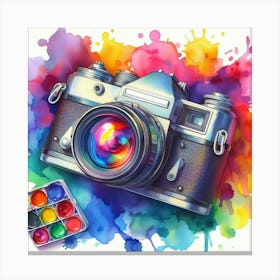 Camera And Paints Canvas Print