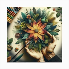 Flower In Hands Canvas Print