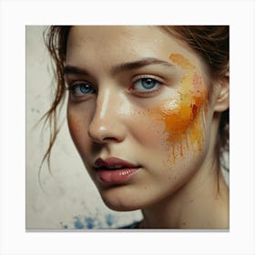 Woman With Paint On Her Face Canvas Print