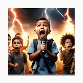 Children In A Storm Stock Photo Canvas Print