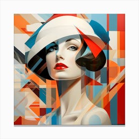 Modern Pop Art Portrait – Abstract Woman in Bold Geometric Shapes and Vibrant Colors Canvas Print