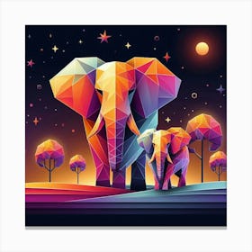 The Moon and Star Dreamers Elephants Canvas Print