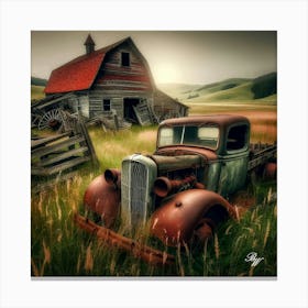Antique Truck In High Grass 2 Copy Canvas Print