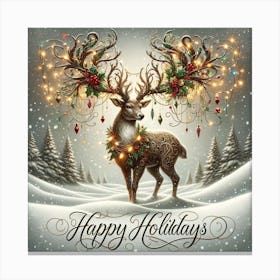 Happy Holidays Deer 1 Canvas Print
