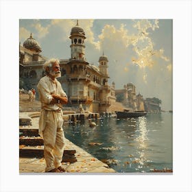Man Standing By The Water Canvas Print