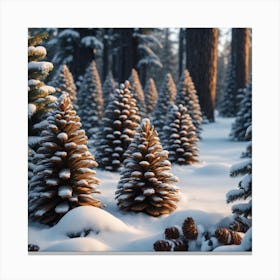 Pine Trees In The Snow Canvas Print