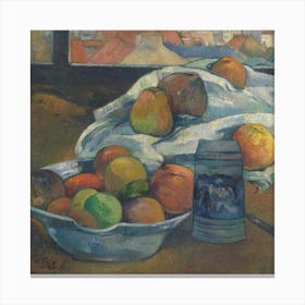 Bowl Of Fruit And Tankard Before A Window, Paul Gauguin Canvas Print