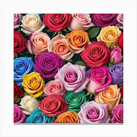 Colorful Roses Seamless Pattern 2 Canvas Print