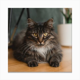 Cat Laying On The Floor Canvas Print