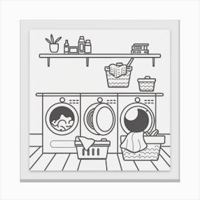 Laundry Day Line Art Print(1) Canvas Print