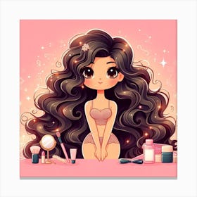 Cute Girl With Long Hair Canvas Print