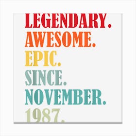 35th Birthday Legendary Epic Awesome Since November 1930 1 Canvas Print