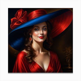 Blue And Red Hat Canvas Print