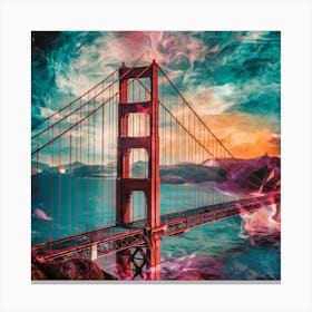 Golden Gate Bridge Blend Of Abstract And Color Splash Canvas Print