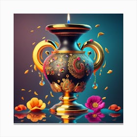 A vase of pure gold studded with precious stones 15 Canvas Print