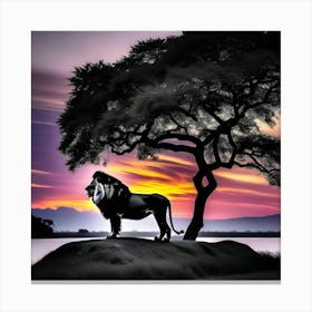 Lion At Sunset 17 Canvas Print