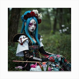 Fantasy art, grimms inspired, lady, “”, low-tech, glimmer, multicolored cyberpunks, kinetics photography, death Alice in Wonderland, geisha flowers, death manga, music samurai, 2 Canvas Print
