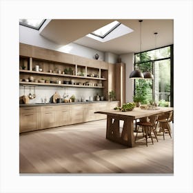 Modern Kitchen With Skylight Canvas Print
