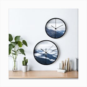 Mountain Landscape Wall Clock Canvas Print