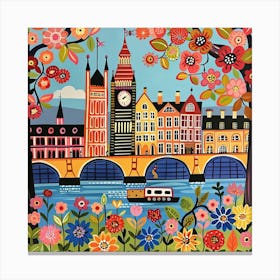 Kids Travel Illustration London 1 Canvas Print