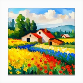 Farm Landscape Painting Canvas Print