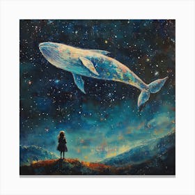 Whale In The Starry Night Sky 10 Canvas Print