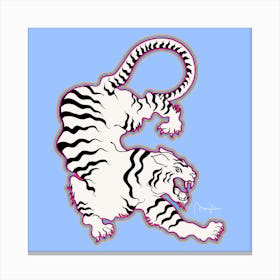 White Tiger Outlined Square Canvas Print