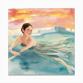 A woman at the swimming pool Canvas Print