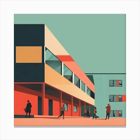 Illustration Of A School Building Canvas Print