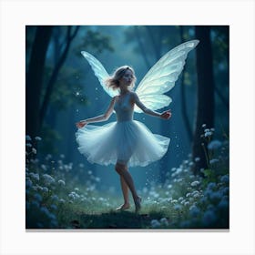 A Graceful Sylph Dancing In A Moonlit Glade With Sparkling Stardust 1 Canvas Print