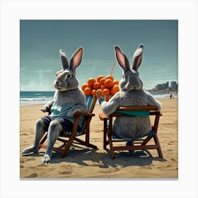 Rabbits On The Beach 1 Canvas Print