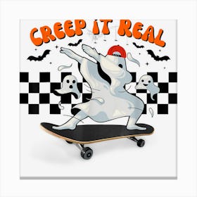 Funny Halloween Creep It Real Vintage Retro Skateboarding Canvas Print