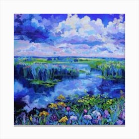 Blue Sky With Flowers Canvas Print