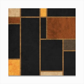 Mondrian Grid Black 1 Square Canvas Print