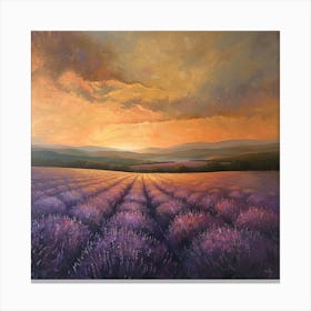 Sunset Over Lavender Fields 2 Canvas Print