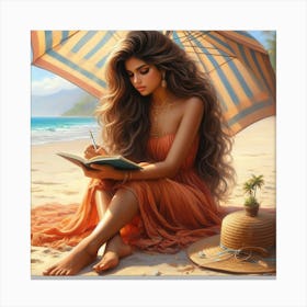 Girl On The Beach Canvas Print