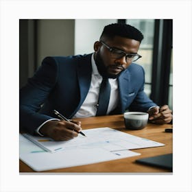 Businessman In Office Canvas Print
