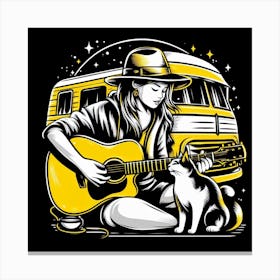 Rv Girl Playing Guitar Canvas Print