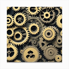 Gold Gears Background Canvas Print