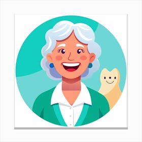 Happy Grandmother With Cat 1 Canvas Print