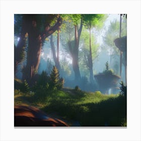 Forest In A Video Game Canvas Print