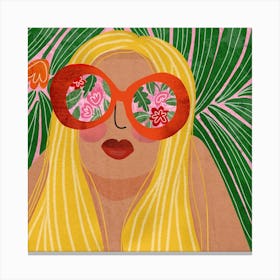 Summer Lady Square Canvas Print