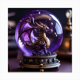 Steampunk Dragon Snow Globe 1 Canvas Print