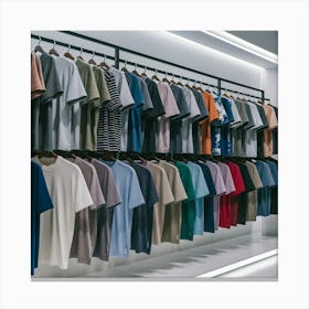 A rack of men's t-shirts 1 Canvas Print