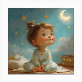 Little Girl In Pajamas Canvas Print