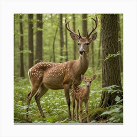 Deer In The Forest 2 Canvas Print