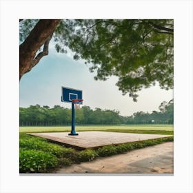 Basketball Court In Park Canvas Print